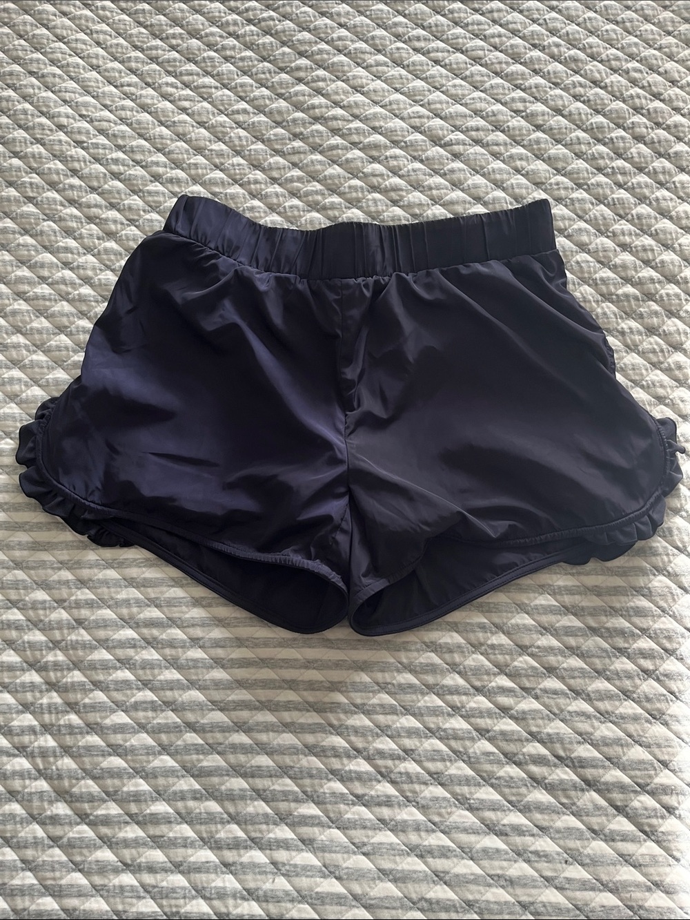 kate spade Navy Ruffle-Hem Athletic Shorts